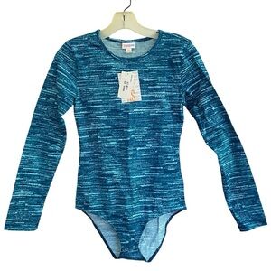 LulaRoe NOVA Blue Stripes Long Sleeved Bodysuit NWT Size XS